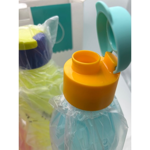 Tupperware Eco Bottle Set‎ 760ml 3 Piece Flip Top Lid New In Box Colors - Picture 2 of 8